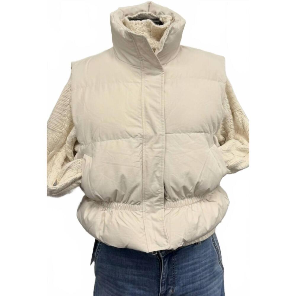NEW ADORA women's collared puffer vest in beige